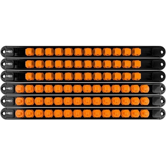 NEO TOOLS Dop 6 Nasadki 1/4", 3/8", 1/2" Organizer Warsztatowy