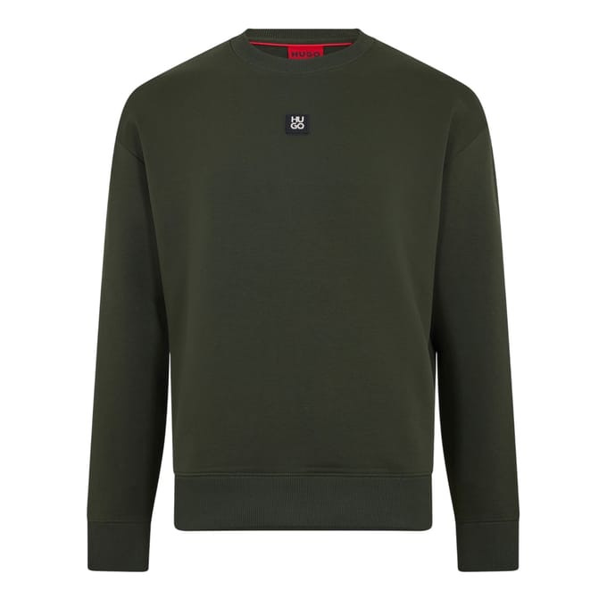 Hugo Heren Dettil Crew Neck Sweatshirt (Donkergroen)