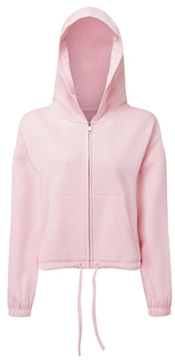 TriDri - Drawstring Dames Hoodie met Rits Recycled - Light Pink maat S/M