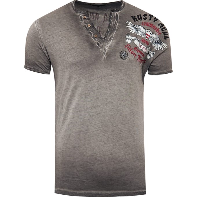 V-hals T-shirt met print aan de zijkant