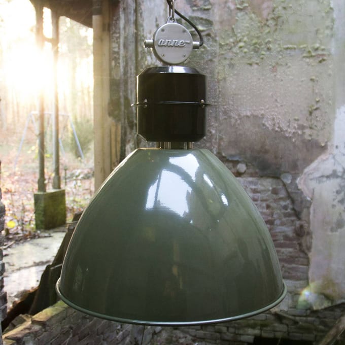 Olijfgroene Hanglamp Frisk 7696G - Hoogteinstelbaar tot 210 cm, E27 Fitting, Dimbaar - Anne Light - Industrieel Design