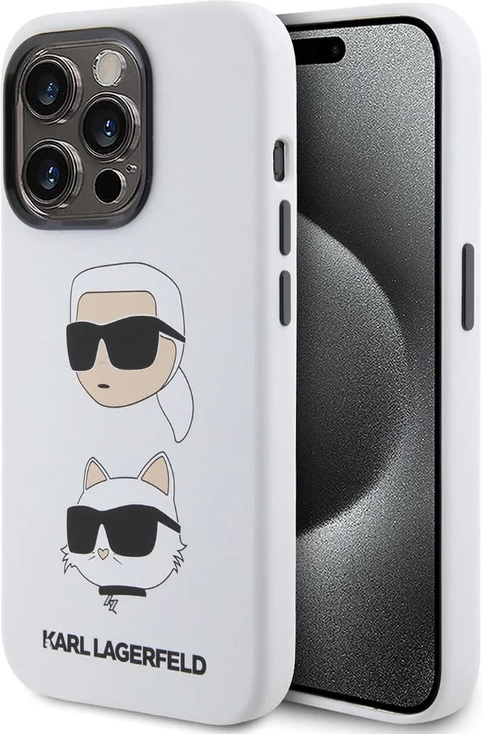 Karl Lagerfeld iPhone 15 Pro Max Backcover hoesje SILICONE K&C - Wit