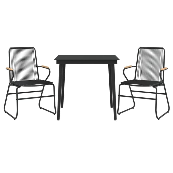 vidaXL 3-delige Tuinset PVC-rattan zwart