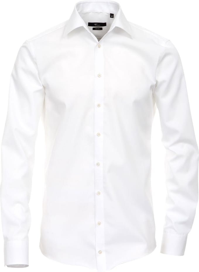 VENTI modern fit overhemd - mouwlengte 7 - wit - Strijkvrij - Boordmaat: 41