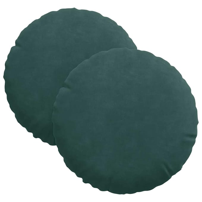 vidaXL - Zitkussens - 2 - st - Fluweel - Donkergroen - Ø30 - x - 13 - cm