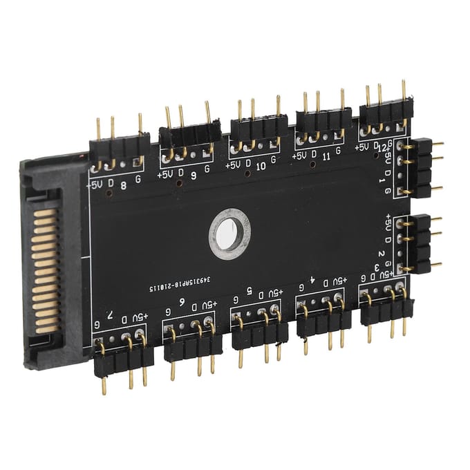 11-weg Splitter Hub 3-pins ARGB Interface Extender RGB LED Besturingsapparaat Accessoires 5V SATA Interface black