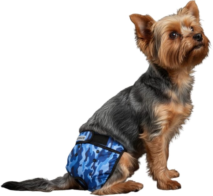 Sharon B - Loopheidbroekje voor honden - Camo blauw - Maat S - Wasbaar