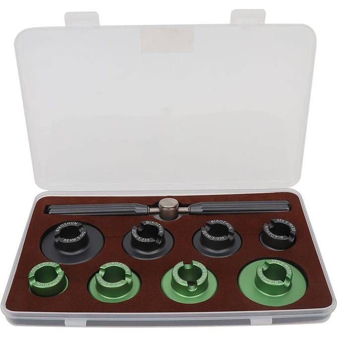 Outil professionnel de réparation et de remplacement de batterie pour boîtier de montre avec 8 matrices white