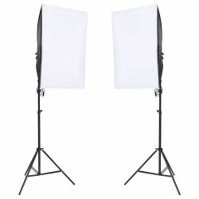 vidaXL - Fotostudioset - met - verlichtingsset, - achtergrond - en - reflector