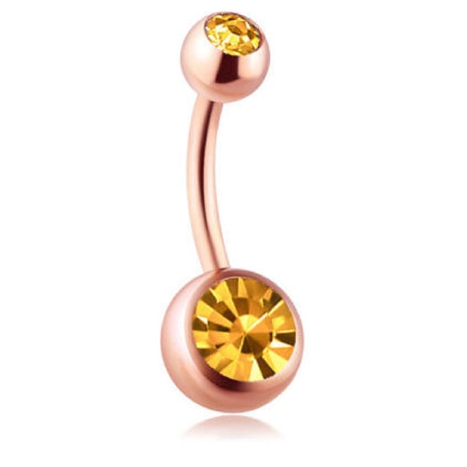 Navel Piercing - Rose Goud Met Steentjes