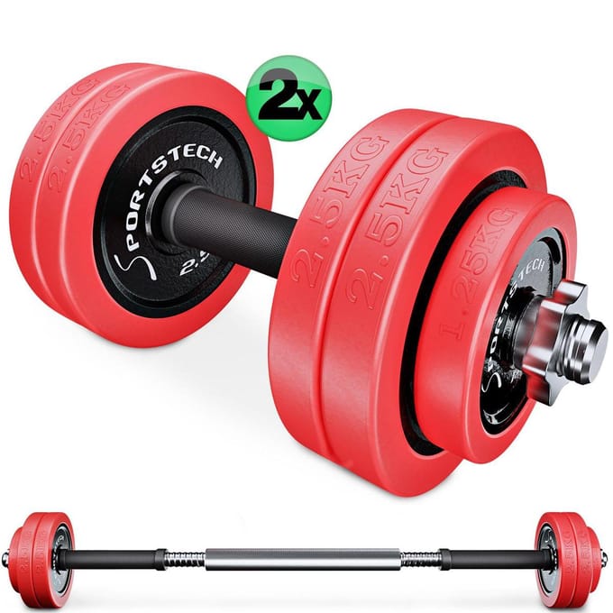 Sportstech AH300_30 | multifunctionele halterset | 2in1 Dumbbell Barbell
