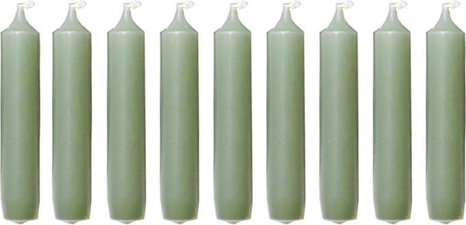 Cactula korte dinerkaarsen - 9 stuks - Eucalyptus- 2,1 x 12 cm - Brandtijd 5 uur
