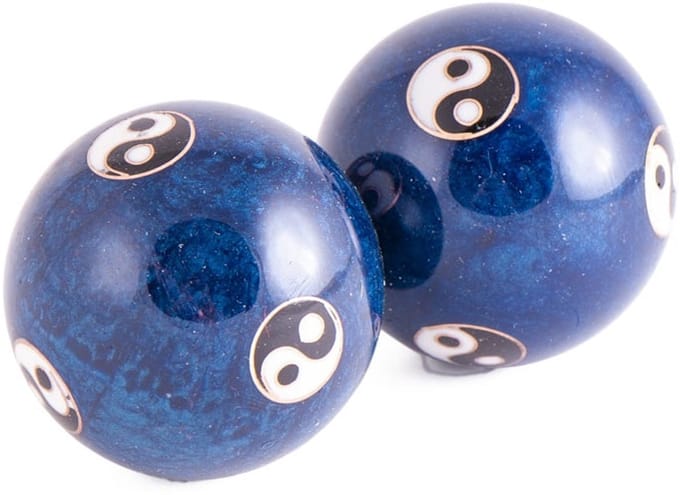 Qi Gong ballen yin yang blauw 40 mm