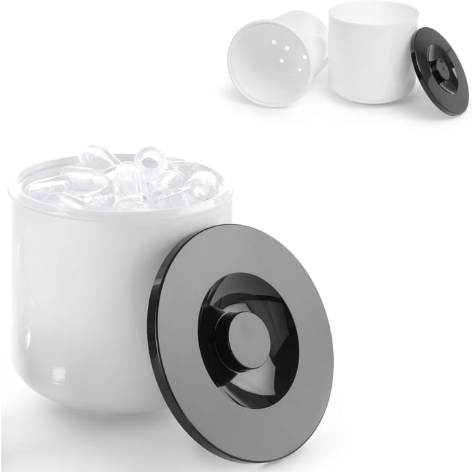 Bar Up Serie - Witte IJsemmer - 10L - Perforeerde Bodem - Zwarte Deksel