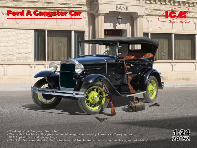 ICM Modelbouwpakket Auto - 24052 Ford Model A Gangster Car - 1930#039 - Klassieke Auto Plastic - 1:24 - Modelbouw