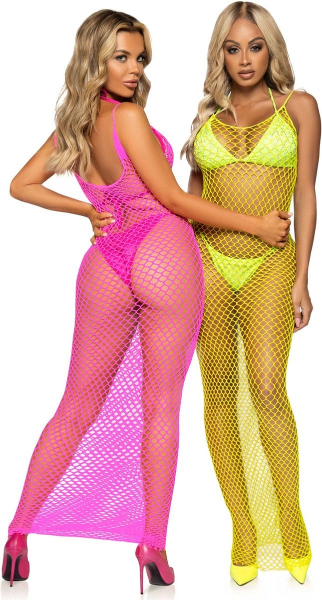 Woven twist net maxi dress