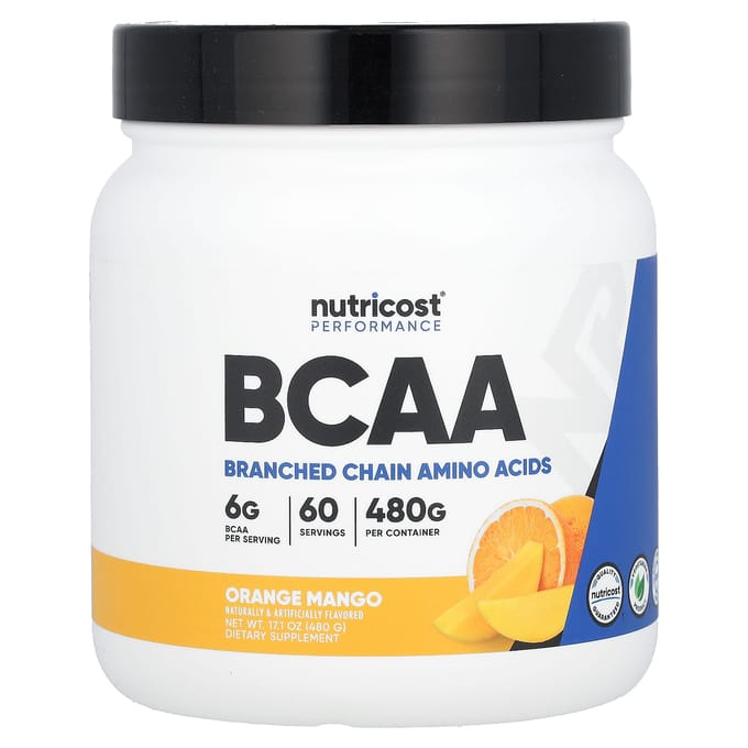 Nutricost, Performance Athlétique, BCAA, Orange Mangue, 17.1 oz (480 g)