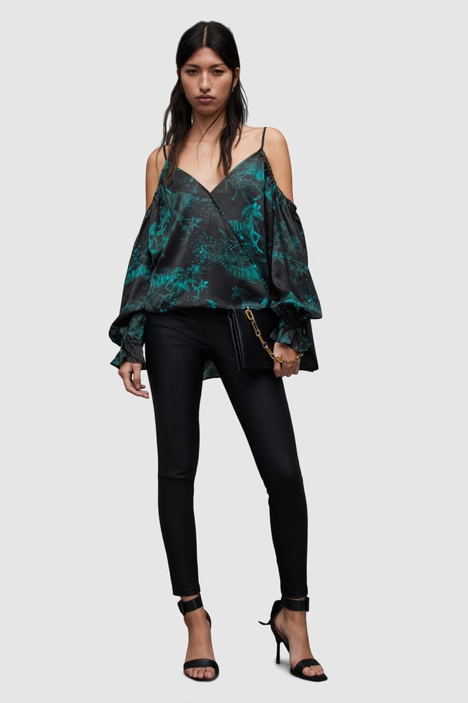 AllSaints Poppy Cosmic Top Emerald Green Taglia: 6 | Magliette intime Outlet | Donna | Verde