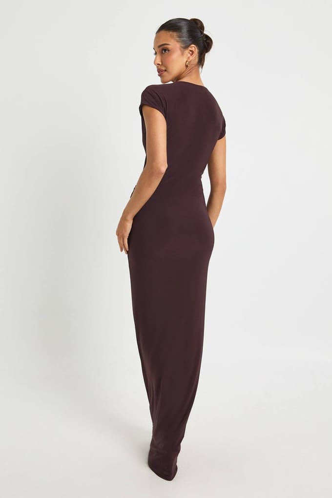 boohoo Dames Twist Detail Maxi Jurk | Plum | Maat: 16