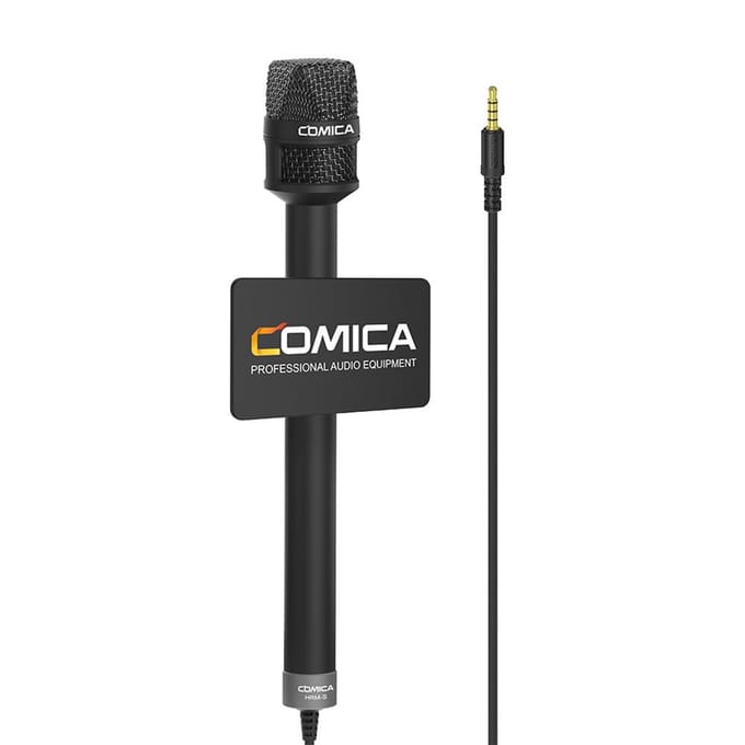 COMICA HRM-S Handheld Interview Microfoon voor Smartphone 3.5mm TRRS Plug Cardioïde Condensator Microfoon zwart