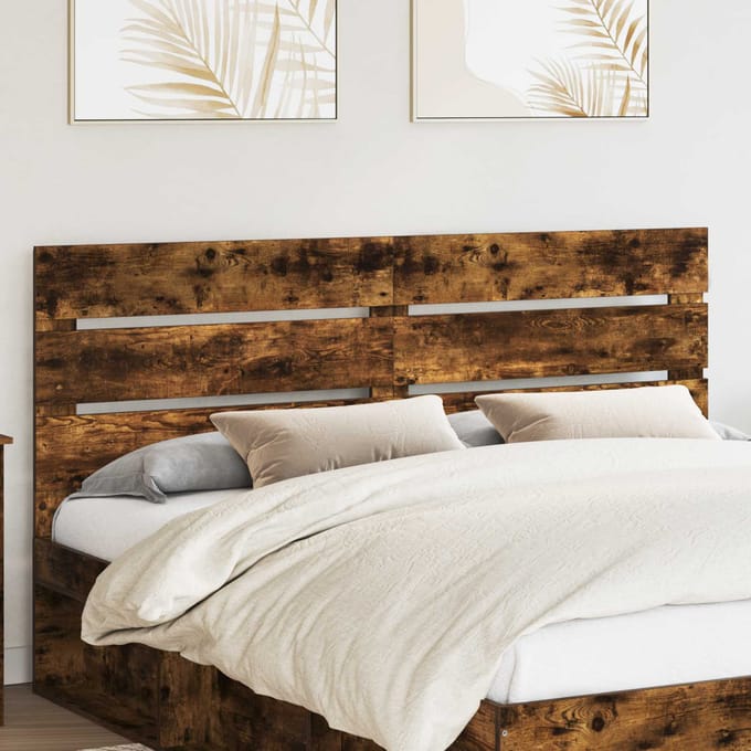 vidaXL - Hoofdbord - Rook - Eiken - Bewerkt - hout