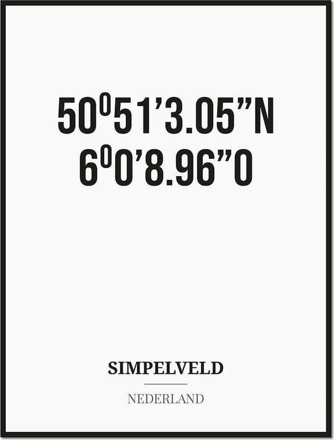 Poster/kaart SIMPELVELD met coördinaten