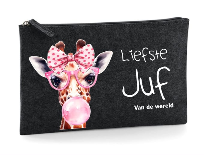 Etui Donkergrijs- Juf etui-juf cadeautje-einde schooljaar-juf cadeau tip.