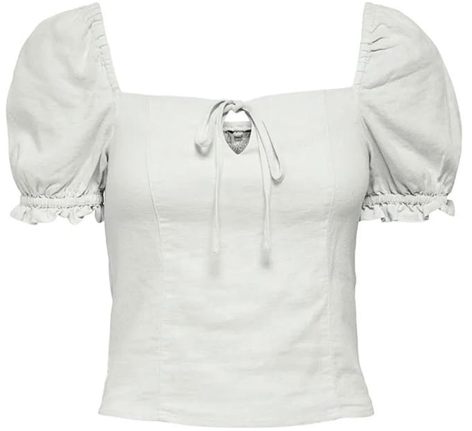 Only Caro Puff Linen Blend Blouse Met Korte Mouwen Wit L Vrouw