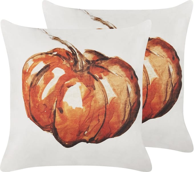 CURBITA - Sierkussen set van 2 - Beige - 45 x 45 cm - Fluweel