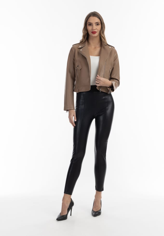Faina Bikerjack van imitatieleer Dames Beige crème