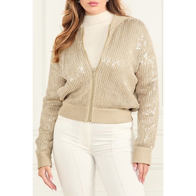 GUESS Marciano By  Claudia Sequins Swea Herb Tan Multi Maat: S | Bomberjacks Outlet | Dames | Beige