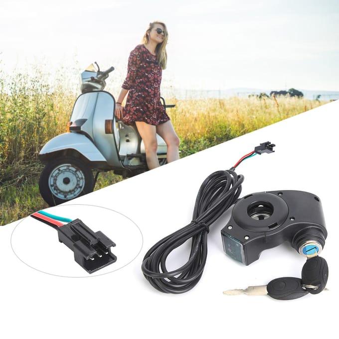 Elektrische Fiets Twist Stuurhandvat Digitale Batterijspanning Display Schakelaar Vermogen met Sleutelslot black
