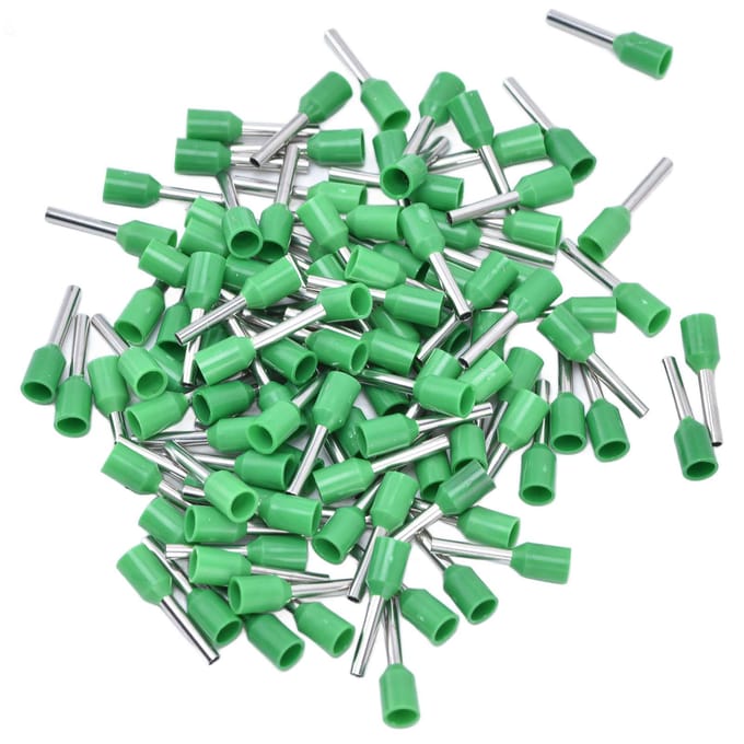 1000 stuks geïsoleerde adereindhulzen voor elektrische pinnen, krimpklemmen voor 16 AWG-kabels, kit E1510 groen