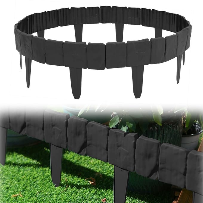 Kunststof Gazonrand - Flexibele Borderrand - Set van 20 - Steen-look - 5 m