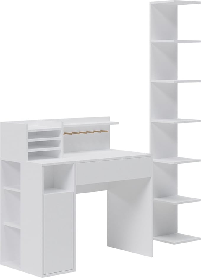 Vicco Bureau – 2 delen, met boekenplank Wit