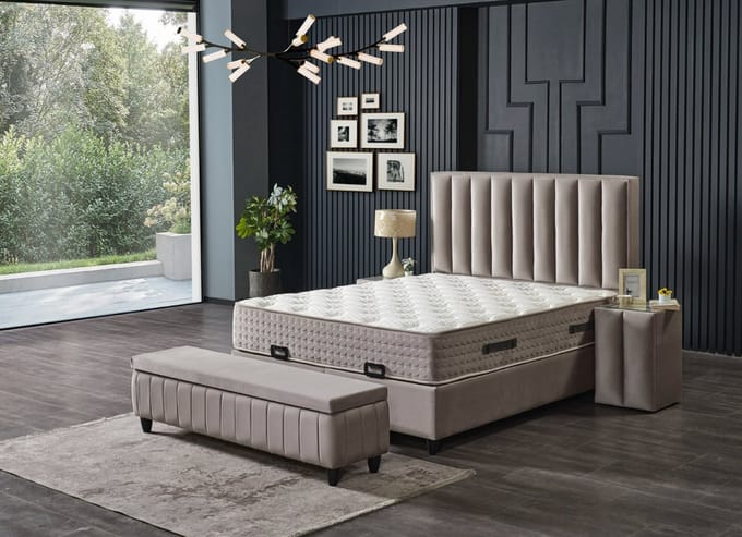 Nessa® - Opbergruimte Boxspring Marina- 120x200 - Velvet - Inclusief 25cm Dik Orthopedisch Micropocket Koudschuim Matras