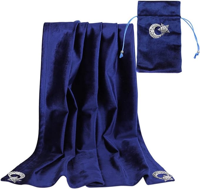 Tarotkaarten Tafelkleed en Tas Set Fluweel - Wicca Orakel Altaar Kleed Blauw