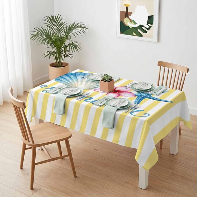 Nappe rectangulaire étoile de mer pour décoration de table, imperméable, lavable en machine, réutilisable, pour table de cuisine, salle à manger 90x140cm
