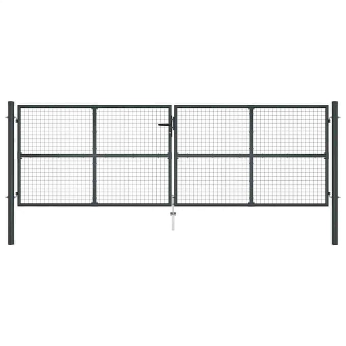 vidaXL - Tuinhek - van - gaas - gegalvaniseerd - staal - 400x125 - cm - grijs