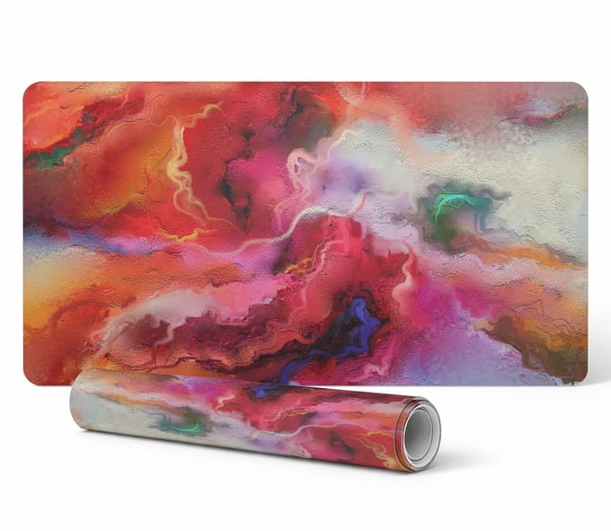 Beschermende bureauonderlegger met abstracte, kleurrijke stormprint, 100x50 cm