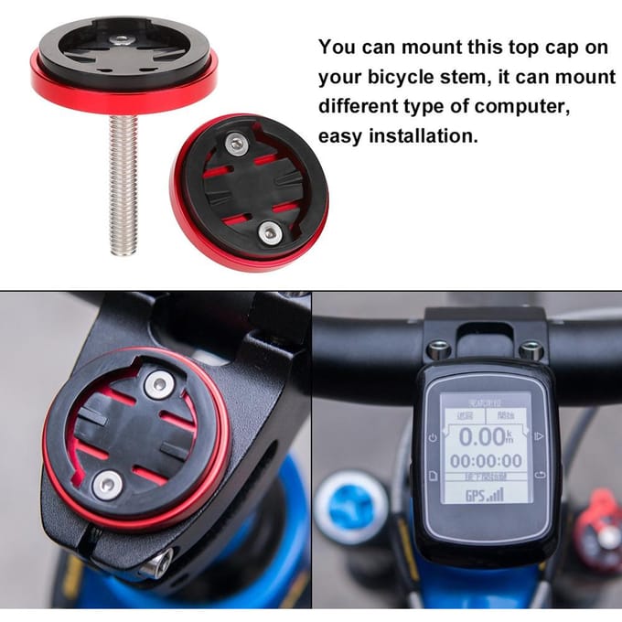 Fiets Stuurpen Topdop Computer Stopwatch Mount Houder voor GarminBrytonCateye (Rood) black