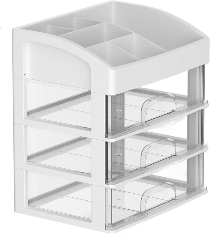 Bureau Organizer - Opberger Laden - Bureau Opruimen - Met Transparante Laden - 22.5 cm Hoog - Wit