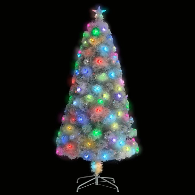 vidaXL - Kunstkerstboom - met - verlichting - 120 - cm - glasvezel - wit