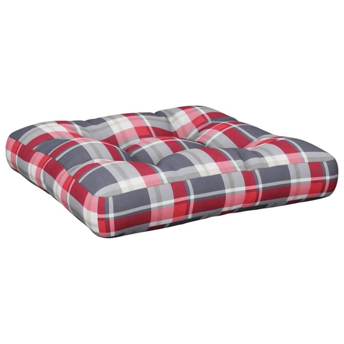 vidaXL - Palletkussen - 50x50x12 - cm - stof - ruitpatroon - rood