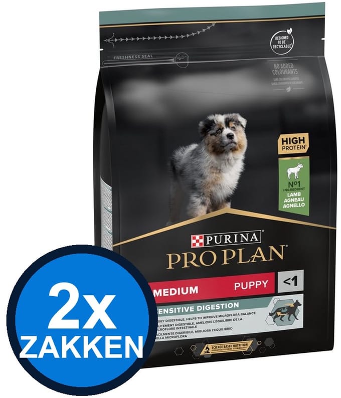 2x Pro Plan - Puppy Medium Sensitive Digestion Lam - Hondenvoer Droogvoer - 3 kg