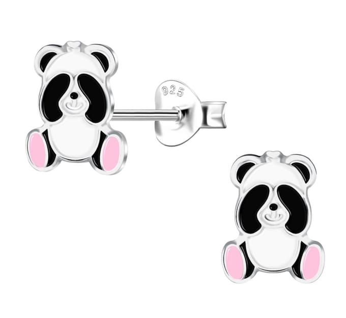 La Rosa Princesa Cute Panda Oorknoppen Zilver