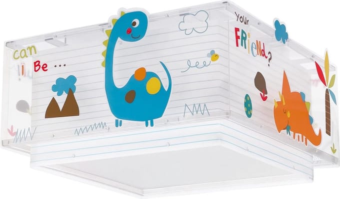 Vierkante Plafondlamp met Dinosaurusprint voor Kinderkamer