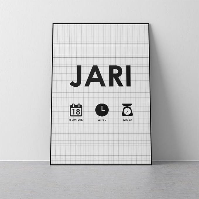 MOODZ design - Geboorteposter A - A4 formaat - kraamcadeau