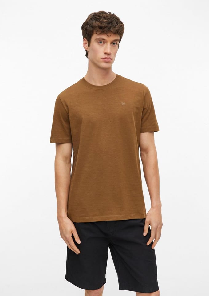 s.Oliver - male - T-shirt in vlamgarenstructuur met logodetail