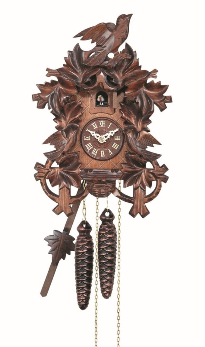 Engstler - 625_Q - Koekoeksklok - Kwarts - Notenhout - 26 cm